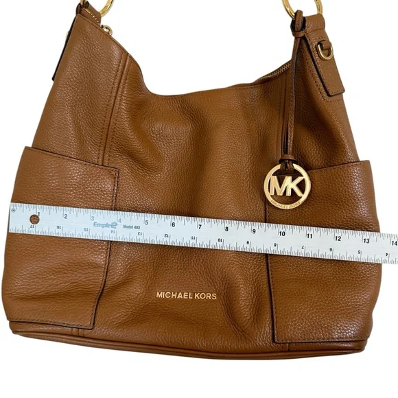 Michael Kors Anita Pebbled Leather Shoulder Bag – Acorn/Camel - Picture 11 of 13